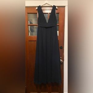 Lulu's Heavenly Hues Deep Vee Navy Formal Maxi Dress